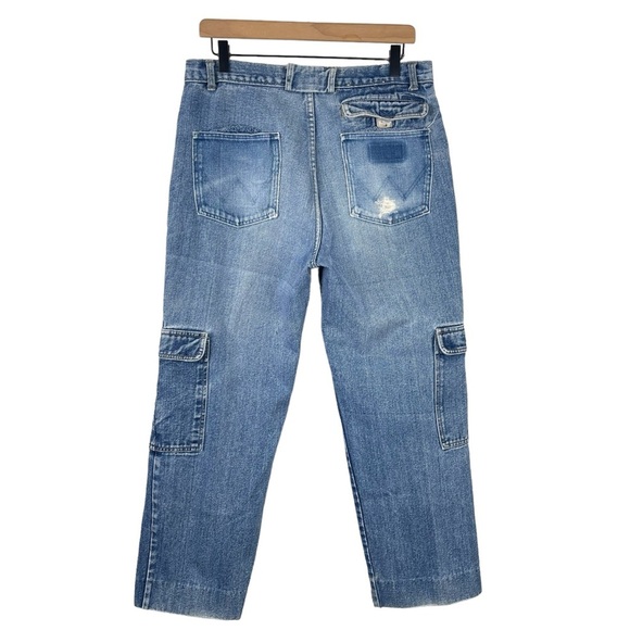 1980s Vintage Rigoletto Cargo Jeans Womens 30 High Rise Straight Utility Ankle - Picture 6 of 10